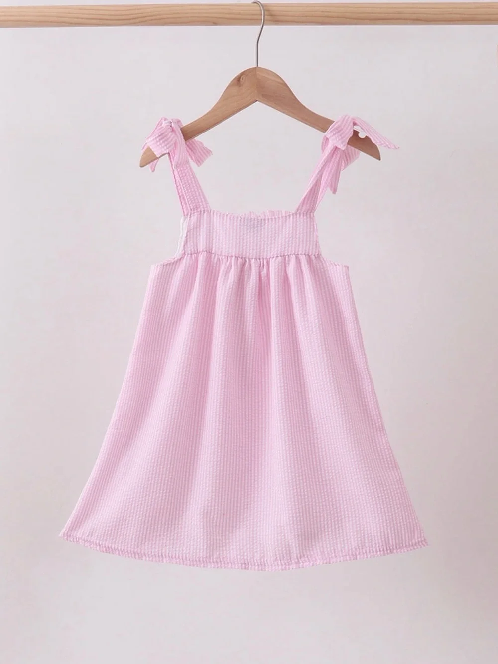 NWT Pink Strawberry Smocked Tie-Shoulder Kids Dress